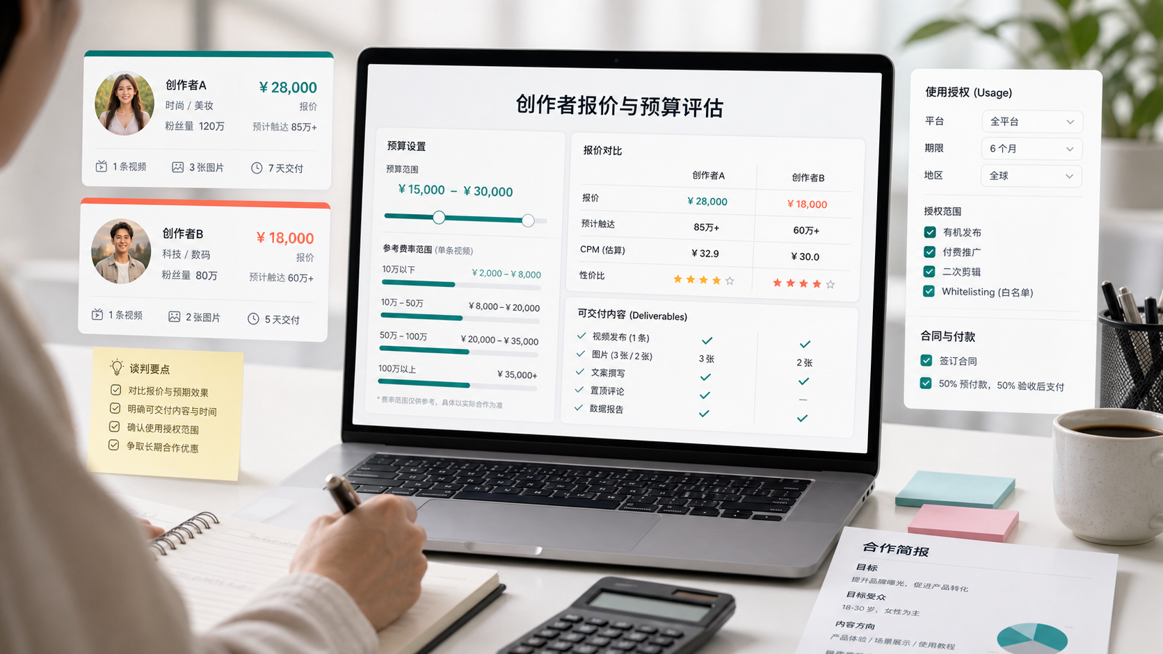 达人报价怎么谈?预算区间、交付清单和授权费用谈判 SOP